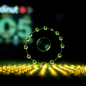 Quantenverschränkung und Superposition visualisiert durch miteinander verbundene Partikel in einem futuristischen Design