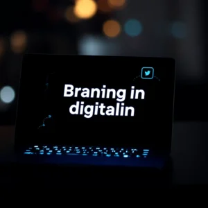 Abstrakte Visualisierung einer digitalen Markenidentität mit vernetzten Elementen