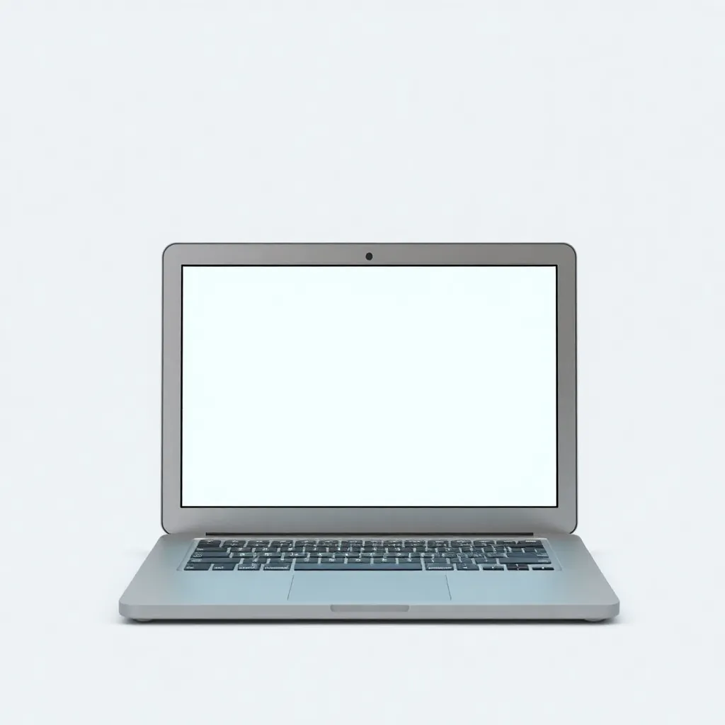Aufgeräumter moderner Arbeitsplatz mit nur einem Laptop, viel Licht und Pflanzen – Sinnbild für Digitaler Minimalismus