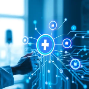 Modernes Krankenhaus mit Edge-Computing-Geräten für schnelle Datenanalyse