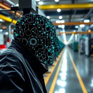 Moderne Fertigung mit künstlicher Intelligenz und autonomen Maschinen.