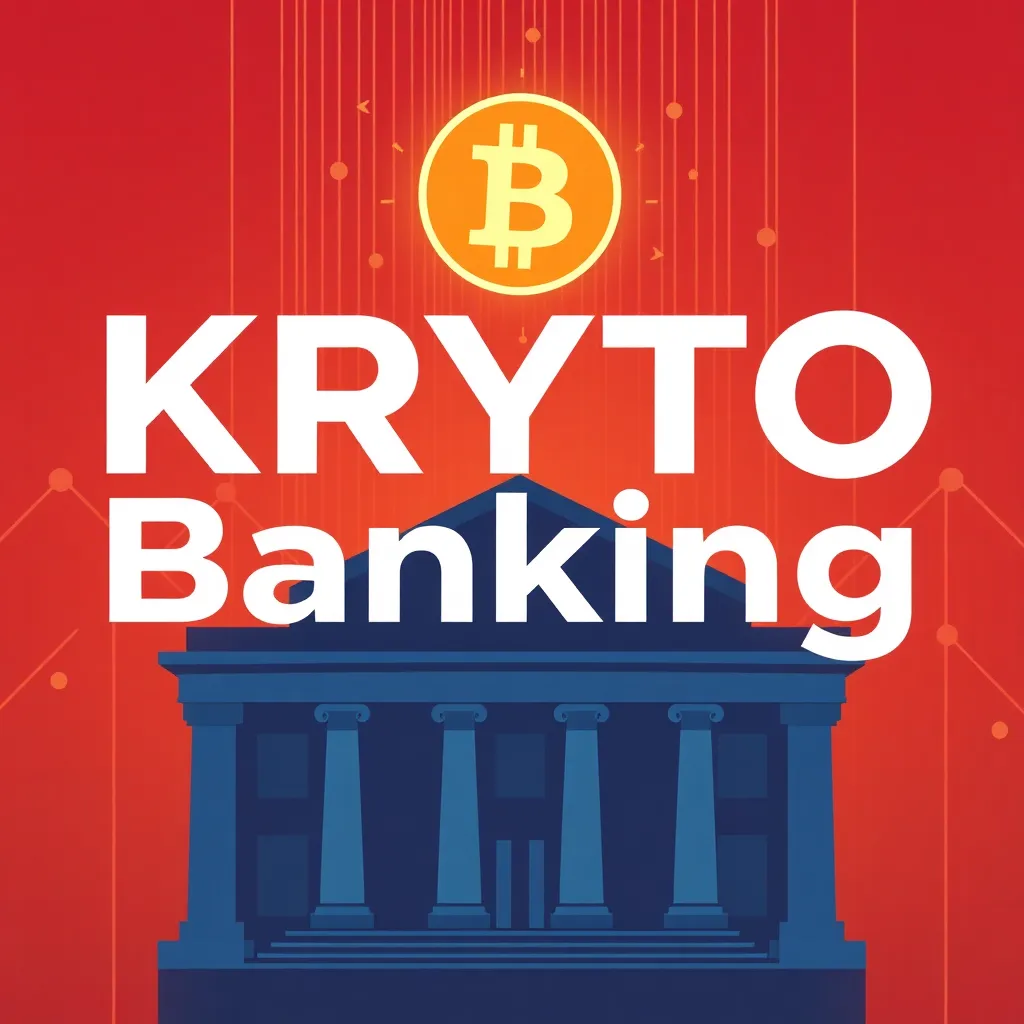 Futuristische Bankszene mit Blockchain- und Krypto-Elementen