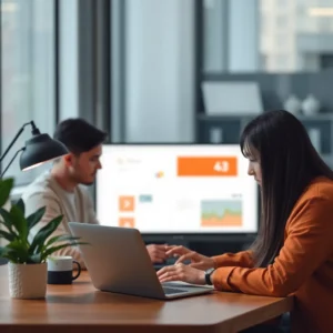 Team arbeitet global vernetzt mit modernen Technologien im Homeoffice